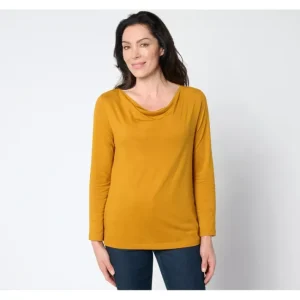 Fashion<Essentials Luxe Jersey Long Sleeve Drape Neck Top - a world of fashionable women's clothing, including a wide selection of dresses and trendy accessories.