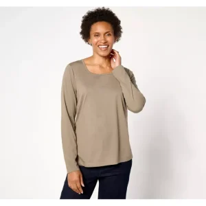 Fashion<Essentials Luxe Jersey Square Neck Long Sleeve Top - a world of fashionable women's clothing, including a wide selection of dresses and trendy accessories.