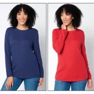 Fashion<Essentials 2-Pack Long Sleeve Waffle Tops - a world of fashionable women's clothing, including a wide selection of dresses and trendy accessories.