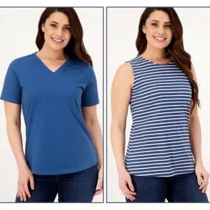 Fashion<Essentials Perfect Jersey Striped Tank Solid Tee Set - a world of fashionable women's clothing, including a wide selection of dresses and trendy accessories.