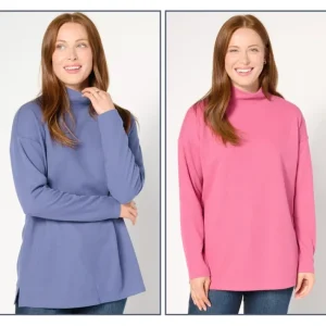 Fashion<Essentials Petite 2-Pack Mock Neck Tunics - a world of fashionable women's clothing, including a wide selection of dresses and trendy accessories.