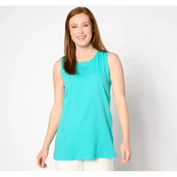 Fashion<Essentials Petite True Cotton Jersey Tunic Tank - a world of fashionable women's clothing, including a wide selection of dresses and trendy accessories.