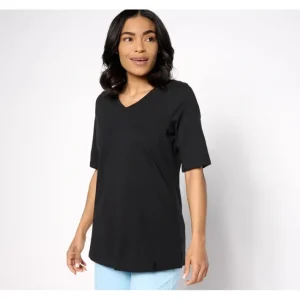 Fashion<Essentials Petite True Cotton Jersey V-Neck Tunic - a world of fashionable women's clothing, including a wide selection of dresses and trendy accessories.