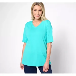Fashion<Essentials Regular True Cotton Jersey V-Neck Tunic - a world of fashionable women's clothing, including a wide selection of dresses and trendy accessories.