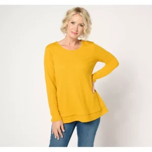 Fashion<Essentials Regular Waffle Knit Scoop Neck Swing Tunic - a world of fashionable women's clothing, including a wide selection of dresses and trendy accessories.