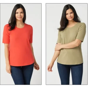 Essentials Set of Two Elbow Sleeve Knit Tops - a world of fashionable women's clothing, including a wide selection of dresses and trendy accessories.> Hat