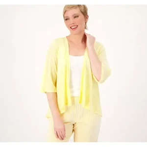 Fashion<Essentials Slub Knit Drape Front Cardigan - a world of fashionable women's clothing, including a wide selection of dresses and trendy accessories.