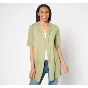 Fashion<Essentials Slub Knit Elbow Sleeve Cardigan - a world of fashionable women's clothing, including a wide selection of dresses and trendy accessories.
