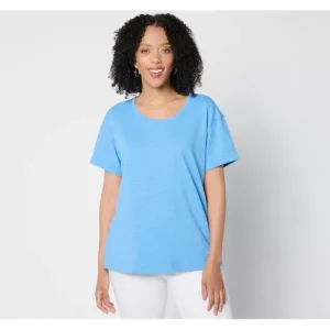 Fashion<Essentials Textured Knit Relaxed Short Sleeve Top - a world of fashionable women's clothing, including a wide selection of dresses and trendy accessories.