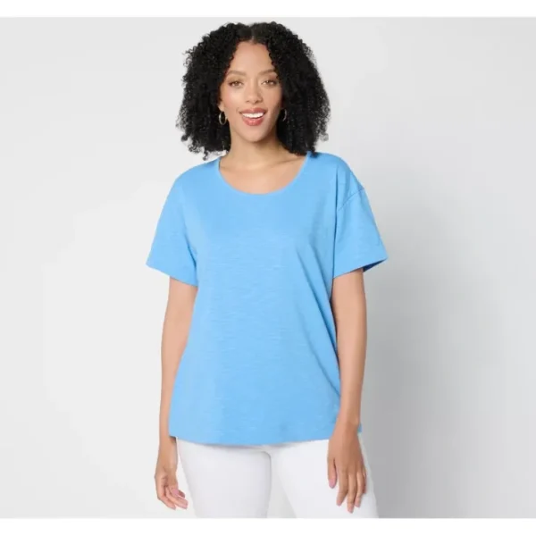 Fashion<Essentials Textured Knit Relaxed Short Sleeve Top - a world of fashionable women's clothing, including a wide selection of dresses and trendy accessories.