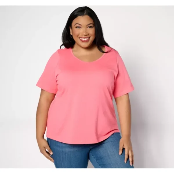 Fashion<Essentials True Cotton Jersey V-Neck Top - a world of fashionable women's clothing, including a wide selection of dresses and trendy accessories.