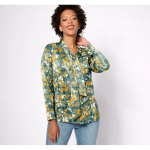 Fashion<Floral Printed Blouse with Neck Tie Detail - a world of fashionable women's clothing, including a wide selection of dresses and trendy accessories.