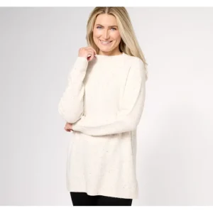 Fashion<Funnel Neck Drop Shoulder Petite Tunic Sweater - a world of fashionable women's clothing, including a wide selection of dresses and trendy accessories.