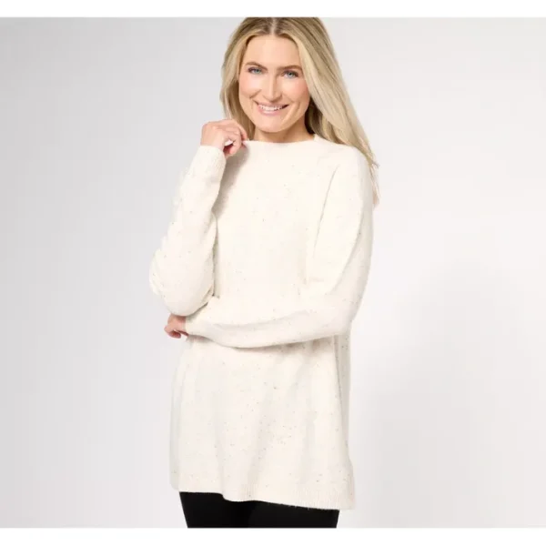 Fashion<Funnel Neck Drop Shoulder Petite Tunic Sweater - a world of fashionable women's clothing, including a wide selection of dresses and trendy accessories.