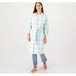 Girl With Curves Petite 3/4-Sleeve Wrap Coat with Tie Waist - a world of fashionable women's clothing, including a wide selection of dresses and trendy accessories.> Coats