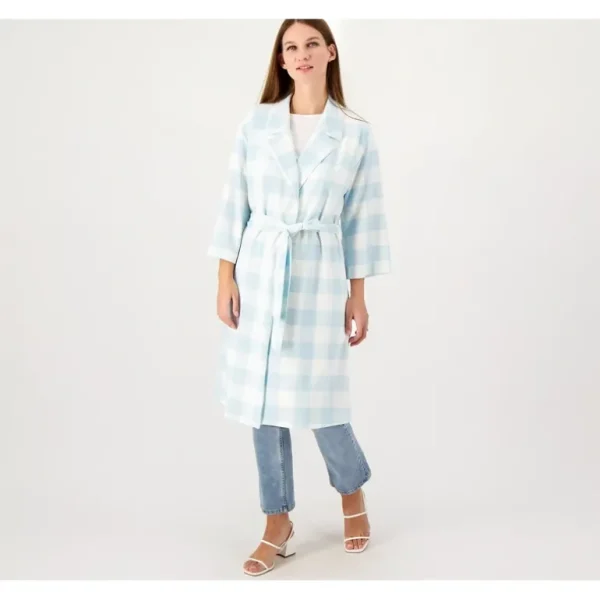 Girl With Curves Petite 3/4-Sleeve Wrap Coat with Tie Waist - a world of fashionable women's clothing, including a wide selection of dresses and trendy accessories.> Coats