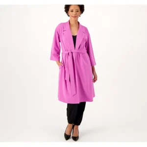 Girl With Curves Regular 3/4-Sleeve Wrap Coat with Tie Waist - a world of fashionable women's clothing, including a wide selection of dresses and trendy accessories.> Coats