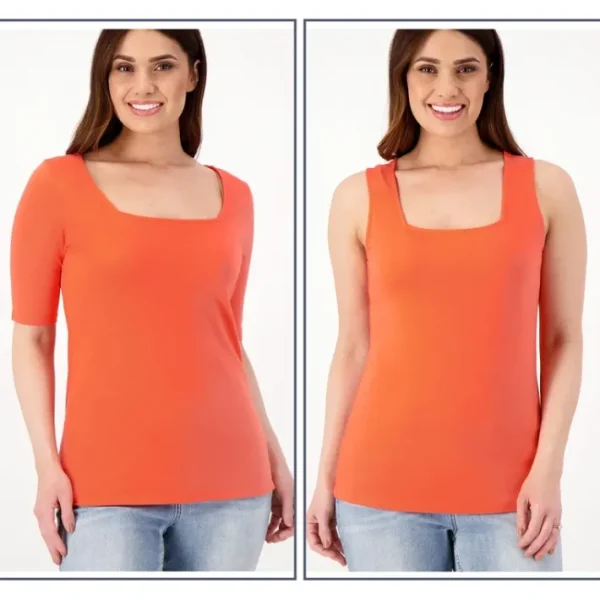 Shop All<Girl With Curves Square Neck Knit Top and Tank Set - a world of fashionable women's clothing, including a wide selection of dresses and trendy accessories.