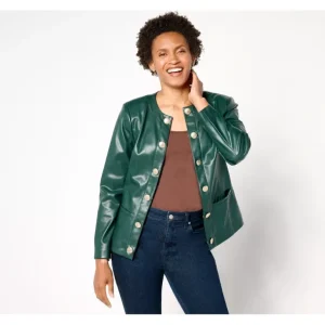 GRAVER Susan Graver Faux Leather Long Sleeve Jacket - a world of fashionable women's clothing, including a wide selection of dresses and trendy accessories.> Hat