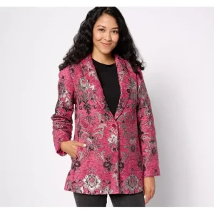 GRAVER Susan Graver Petite Jacquard Tapestry Notch Collar Jacket - a world of fashionable women's clothing, including a wide selection of dresses and trendy accessories.> Hat