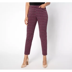 GRAVER Susan Graver Petite Printed LK Fusion Ava Slim Pants - a world of fashionable women's clothing, including a wide selection of dresses and trendy accessories.> Hat