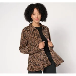 GRAVER Susan Graver Printed LK Fusion Button-Front Jacket - a world of fashionable women's clothing, including a wide selection of dresses and trendy accessories.> Hat