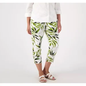 GRAVER Susan Graver Printed Petite LK Fusion Ava Slim Crop Pants - a world of fashionable women's clothing, including a wide selection of dresses and trendy accessories.> Hat