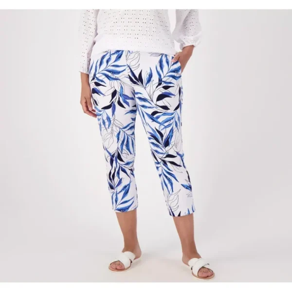 GRAVER Susan Graver Printed Regular LK Fusion Ava Slim Crop Pants - a world of fashionable women's clothing, including a wide selection of dresses and trendy accessories.> Hat
