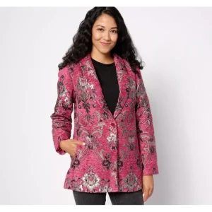 GRAVER Susan Graver Regular Jacquard Notch Collar Jacket - a world of fashionable women's clothing, including a wide selection of dresses and trendy accessories.> Hat
