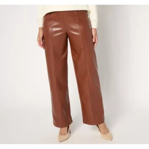 Fashion<GRAVER Susan Graver Regular Stretch Faux Leather Wide-Leg Pants - a world of fashionable women's clothing, including a wide selection of dresses and trendy accessories.