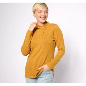 Fashion<Heavenly Jersey Long Sleeve Button Knit Top - a world of fashionable women's clothing, including a wide selection of dresses and trendy accessories.