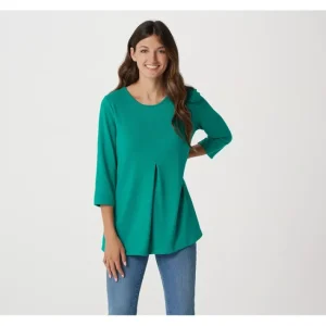 Fashion<Heavenly Jersey Round Neck 3/4 Sleeve Tunic - a world of fashionable women's clothing, including a wide selection of dresses and trendy accessories.
