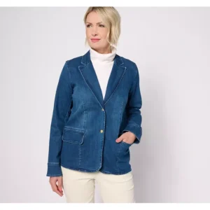 Fashion<Heritage Easy Stretch Denim Blazer - a world of fashionable women's clothing, including a wide selection of dresses and trendy accessories.