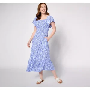 Dresses<Heritage Regular Printed Knit Gauze Midi Dress - a world of fashionable women's clothing, including a wide selection of dresses and trendy accessories.