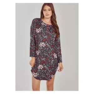 Dresses<iCollection Floral Knit Long Sleeve Henley Lounge Shirtdress - a world of fashionable women's clothing, including a wide selection of dresses and trendy accessories.