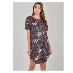 Dresses<iCollection Floral Knit Short Sleeve Lounge Dress - a world of fashionable women's clothing, including a wide selection of dresses and trendy accessories.