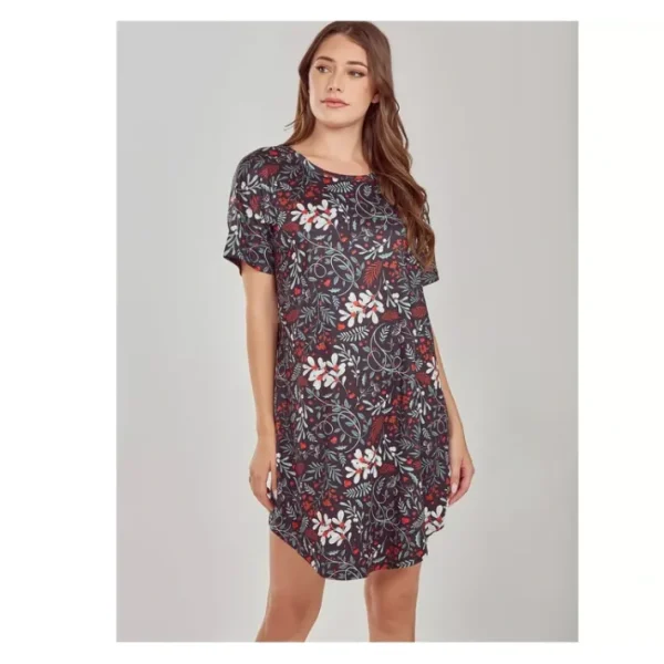 Dresses<iCollection Floral Knit Short Sleeve Lounge Dress - a world of fashionable women's clothing, including a wide selection of dresses and trendy accessories.