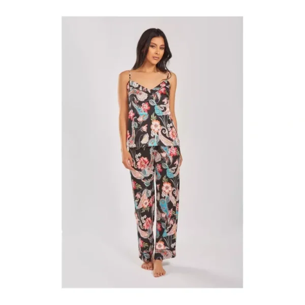 iCollection Printed Satin Cami Pant Set w/ Piping Details - a world of fashionable women's clothing, including a wide selection of dresses and trendy accessories.> Hat