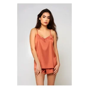 iCollection Satin Cami Short Lounge Set withace Detail - a world of fashionable women's clothing, including a wide selection of dresses and trendy accessories.> Hat