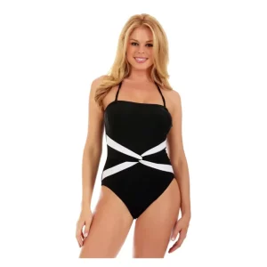 InstantFigure Contrast Twist Front One-Piece Swimsuit - a world of fashionable women's clothing, including a wide selection of dresses and trendy accessories.> Hat