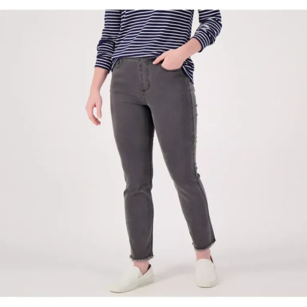 Isaaac Mizrahi Live! Tall True Denim Frayed Hem Jeans - a world of fashionable women's clothing, including a wide selection of dresses and trendy accessories.> Hat