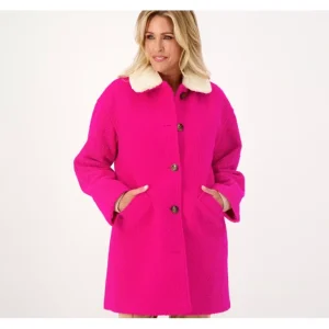 Isaac Mizrahi Live! Boucle Coat with Faux Fur Collar - a world of fashionable women's clothing, including a wide selection of dresses and trendy accessories.> Coats