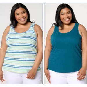 Isaac Mizrahi Live! Bridgehampton 2 Pack Slub Jersey Tank Top - a world of fashionable women's clothing, including a wide selection of dresses and trendy accessories.> Hat