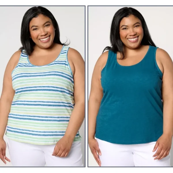 Isaac Mizrahi Live! Bridgehampton 2 Pack Slub Jersey Tank Top - a world of fashionable women's clothing, including a wide selection of dresses and trendy accessories.> Hat