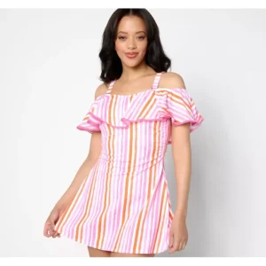Dresses<Isaac Mizrahi Live! Bridgehampton Swim Dress w/ Brief UPF50 - a world of fashionable women's clothing, including a wide selection of dresses and trendy accessories.