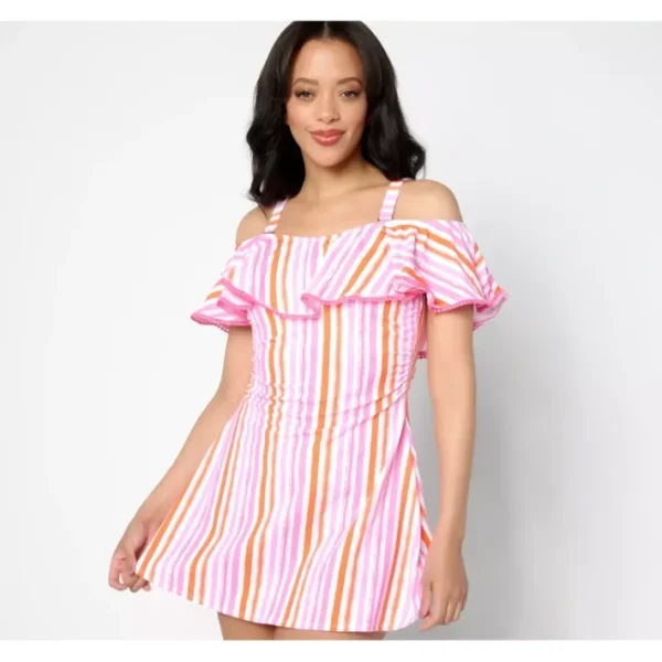Dresses<Isaac Mizrahi Live! Bridgehampton Swim Dress with Brief - a world of fashionable women's clothing, including a wide selection of dresses and trendy accessories.