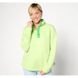 Isaac Mizrahi Live! Clubhouse Quilted Plush Knit Half Snap Pullover - a world of fashionable women's clothing, including a wide selection of dresses and trendy accessories.> Hat