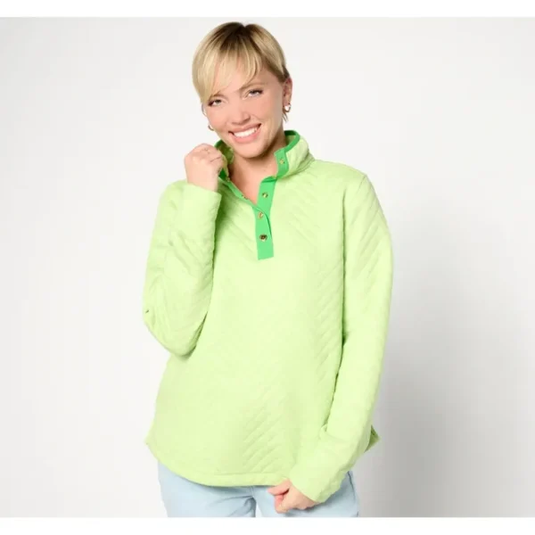 Isaac Mizrahi Live! Clubhouse Quilted Plush Knit Half Snap Pullover - a world of fashionable women's clothing, including a wide selection of dresses and trendy accessories.> Hat