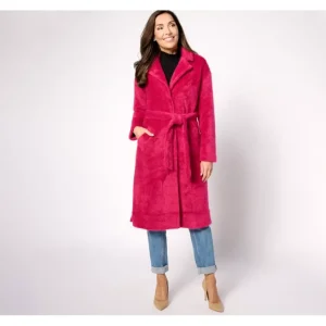 Isaac Mizrahi Live! Cozy Wrap Long Coat with Notched Collar and Pockets - a world of fashionable women's clothing, including a wide selection of dresses and trendy accessories.> Coats