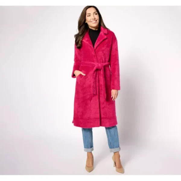 Isaac Mizrahi Live! Cozy Wrap Long Coat with Notched Collar and Pockets - a world of fashionable women's clothing, including a wide selection of dresses and trendy accessories.> Coats